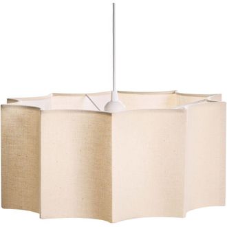 Beliani Lampada a sospensione con base in metallo e paralume in tessuto bianco e beige chiaro Luenha