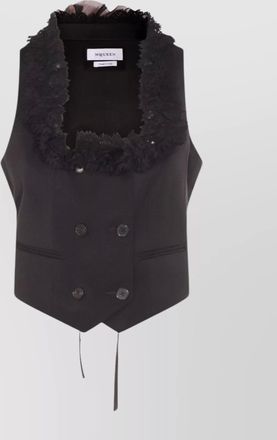 Alexander McQueen lace trimmed satin top with adjustable straps