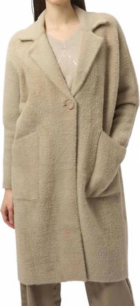 Joseph Ribkoff Notched Collar Long Sleeves Faux Fur Coat In Fawn