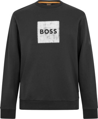 HUGO BOSS Heren Stitch Crew Hals Sweatshirt (Zwart)