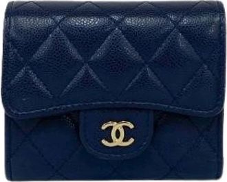 Chanel Pre-owned Wallets, female, Blue, Size: ONE SIZE Pre-owned Leather Wallet