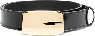 Gucci Rechthoekige G Gesp Leren Riem - Dames - Riemen - Zwart - 75 CM - Leer - Accessoires
