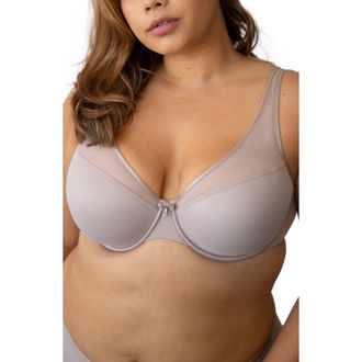 Curvy Couture Underwire Plunge Bra in Bark at Nordstrom, Size 42Ddd