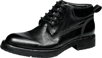 Generic Mens Lace Up Platform Short Boots Round Toe Casual Ankle Boots Block Chunky Heel Combat Boot,Black,5.5 UK