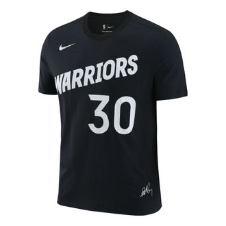 Nike Mens Nike Alphabet Numeric Printing Round Neck Pullover Short Sleeve Golden State Warriors Curry 30 Black T-Shirt DM0407-010