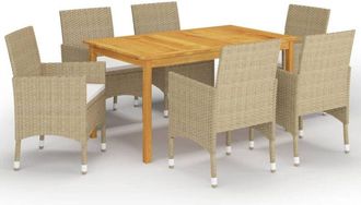vidaXL Juego De Comedor De Jard&iacute;n De 7 Piezas Beige Vidaxl