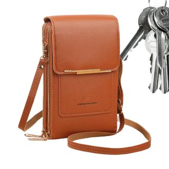 Generic Small Sling Purse, Touchscreen Pack Card Slot, PU Leather Phone Bag with Adjustable Strap, Compact Wallet with Transparent Touchscreen Window, Lightwe