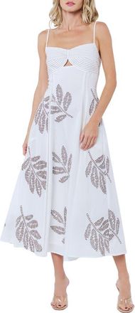 Ciebon Bianca Embroidered Midi Sundress in White at Nordstrom, Size Large