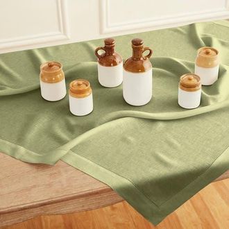 Solino Home Linen Table Throw - Classic Hemstitch, 52 x 52 Inch, 52 x 52 Inch in Moss Green at Nordstrom, Size Medium