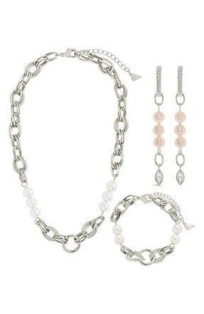 Sterling Forever Ivanna Earrings, Bracelet & Necklace Set in Silver at Nordstrom