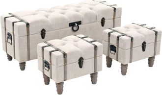 vidaXL Bancos De Almacenamiento 3 Piezas Madera Y Acero 112x37x45 Cm Vidaxl