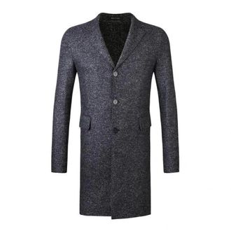 Emporio Armani Boucl&eacute; geperste grijze jas - Heren - Jassen - Blauw - Maat: 2XL