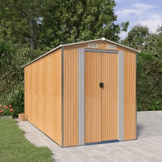 vidaXL Cobertizo Jard&iacute;n Acero Galvanizado Marr&oacute;n Claro 192x440x223 Cm Vidaxl