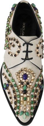 Dolce & Gabbana Womens White Suede Crystal Dress Broque Shoes