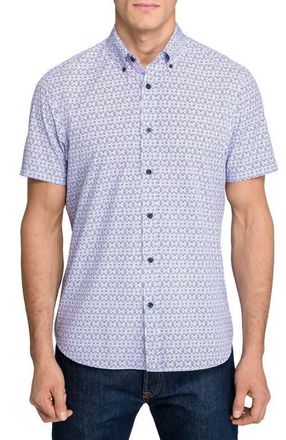 ConStruct Slim Fit Circle Geo Performance Short Sleeve Shirt in Blue Purple at Nordstrom, Size Xx-Large
