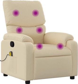 vidaXL Sill&oacute;n De Masaje Reclinable De Tela Crema Vidaxl