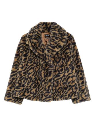 A.P.C. leopard-print double-breasted jacket - Brown