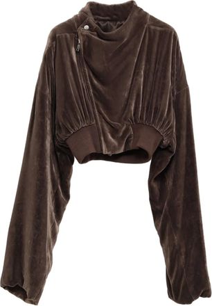 Rick Owens Giacca crop con zip - Marrone