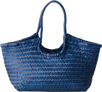 Dragon Diffusion Nantucket Basket Big Marine Handwoven Buffalo Leather Tote Bag