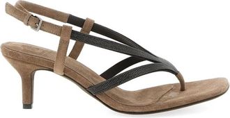 Brunello Cucinelli Monile Sandalen - Dames - Sandalen met hakken - Bruin - 38 1/2 EU - Leer - Schoenen