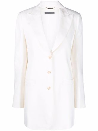 Alberta Ferretti longline single-breasted blazer - women - Linen/Flax/Viscose/Elastane/Cupro - 42 - White