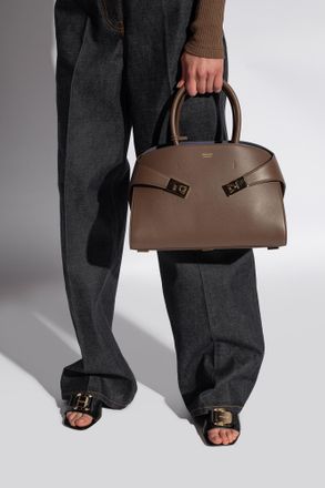 Ferragamo Hug Shoulder Bag, Womens, Brown