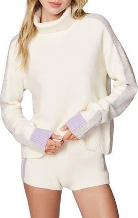 Florence By Mills Colorblock Tipped Turtleneck Sweater in Jet Stream at Nordstrom Rack, Size Xx-Small