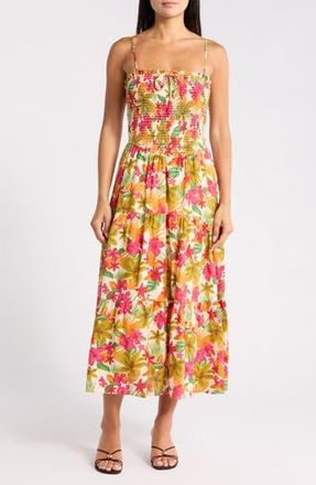 Blu Pepper Floral Midi Dress in Fuchsia Multi at Nordstrom Rack, Size Medium