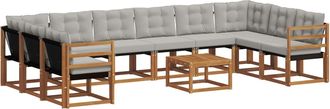 vidaXL Conjunto De Sof&aacute;s De Exterior 11 Uds. Natural Y Gris Claro Vidaxl