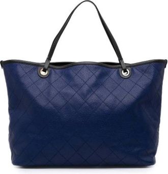 Chanel Pre-owned Tote Bags, female, Blue, Size: ONE SIZE Pre-owned Leather chanel-bags