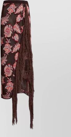 Etro floral jacquard fringed maxi skirt