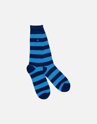 Swole Panda Mens Swole Panda Bamboo Socks Sky Blue Striped - Size: 7/7.5/8/8.5/9/9.5/10/10.5/11