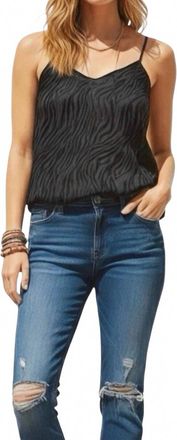 David Lerner Elsa V-Neck Cami With Chain In Black Zahra