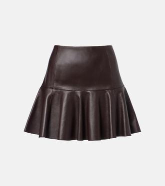Alaia Ala&iuml;a Pleated leather miniskirt