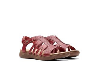 Clarks April Belle Womens Sandals Red Leather : 11 B - Medium