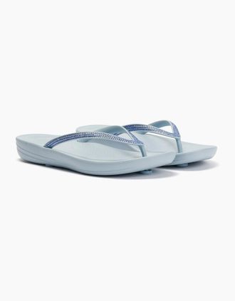 FitFlop Womens FitFlop Iqushion Sparkle Womens Cloudy Blue Flip Flops - Size: 3