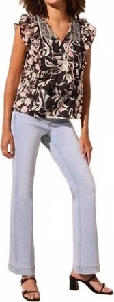 Tribal Ruffle Sleeve Top In Cocomilk