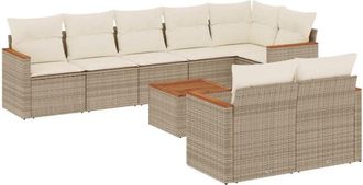 vidaXL Set De Sof&aacute;s De Jard&iacute;n 9 Pzas Con Cojines Rat&aacute;n Sint&eacute;tico Beige Vidaxl