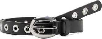 Mango Thin Eyelets Belt in Black at Nordstrom, Size Medium