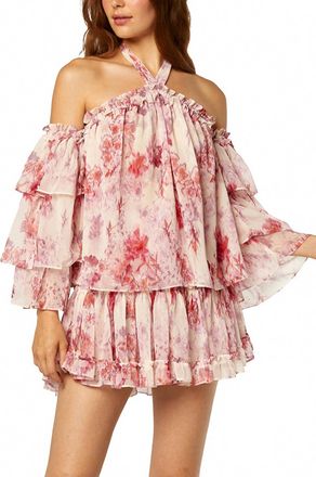 Misa Ditte Off Shoulder Top In Rose Floral