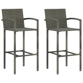 vidaXL Vidaxl - Taburetes De Cocina 2 Unidades Rat&aacute;n Sint&eacute;tico Gris
