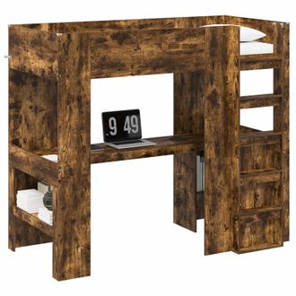 vidaXL Estructura De Litera Con Escritorio Roble Ahumado 100 X 200 Cm Vidaxl