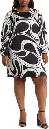 By Design Bree Long Sleeve Shift Dress in Swirl Girl at Nordstrom Rack, Size 2X