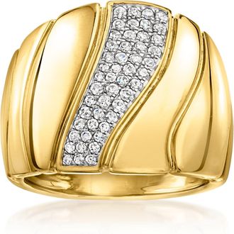 Ross-Simons Diamond Asymmetrical Wave Ring in 18kt Gold Over Sterling