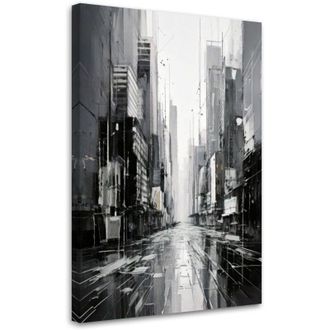 Artgeist Quadro su tela, Citt&agrave; Strada Moderno Astrazione Grigio - 80x120