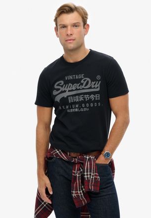 Superdry Rundhalsshirt SUPERDRY VL CLASSIC TEE, Herren, Gr. 3XL, blau (eclipse navy), Single Jersey, Obermaterial: 100% Baumwolle, bedruckt, regular fit h&uuml;ftbe