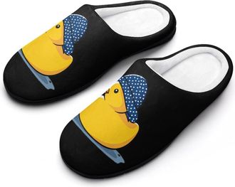 Generic Rubber Duck with Hat Mens House Slippers Memory Foam Washable Cotton Slip on Home Shoes