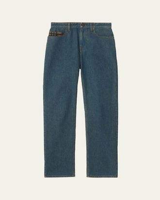 Burberry Dalia Check Pocket Straight-Leg Denim Pants
