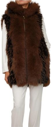 Fracomina Bontvest Hoodie Marrone - Dames - Bodywarmers - Bruin - XS - Polyester - Jassen
