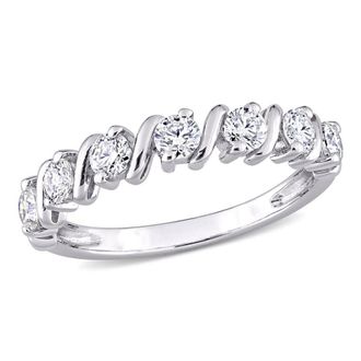 Amour 3/4 CT DEW Created Moissanite Band In Sterling Silver
